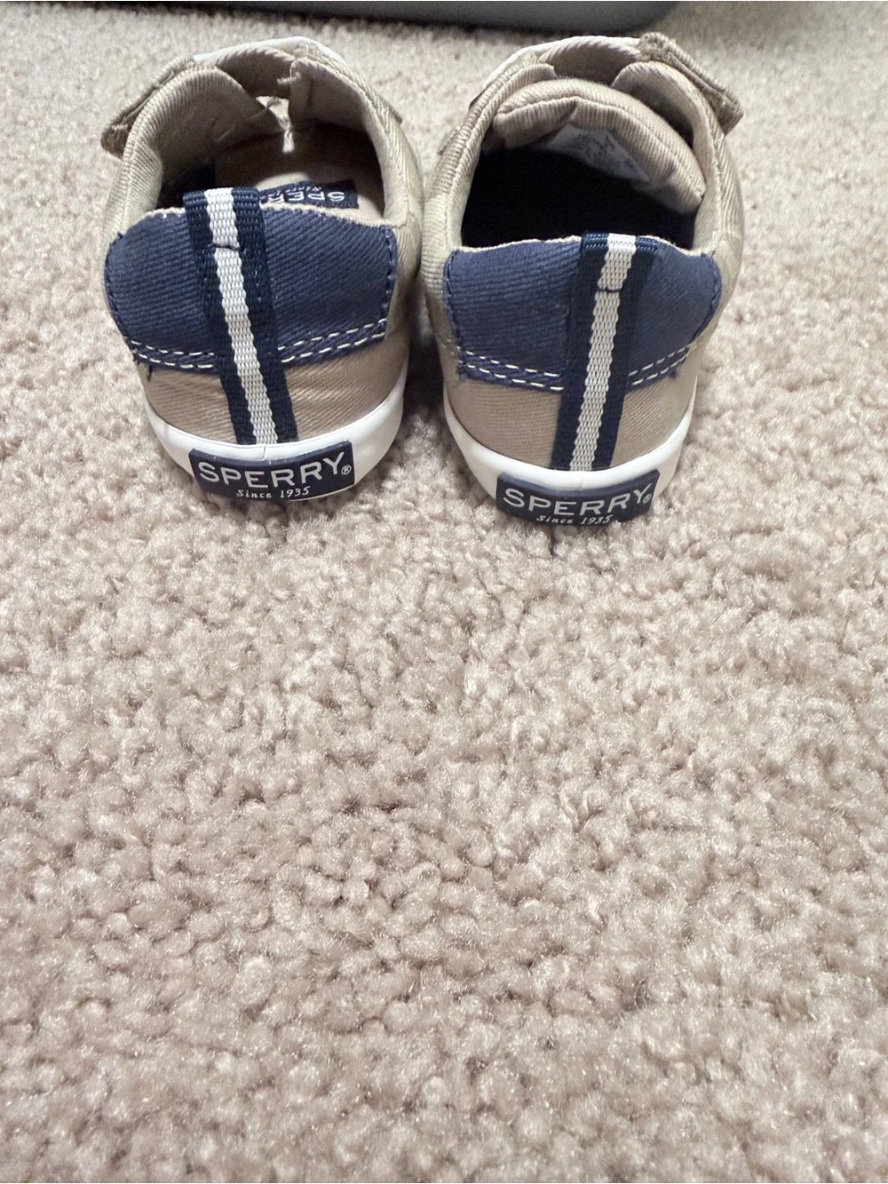 Sperry Tan Canvas Sneakers.